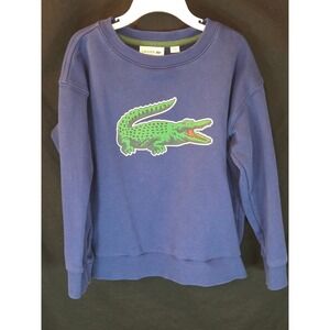 Lacoste Kids Blue Sweatshirt Big Gator Logo Relaxed Fit Sz S (8)